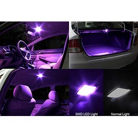 EPARTS Universal Car Truck Purple 24 SMD LED Dome Light Interior Map Reading Ceiling Lamps 12V with T10 Festoon BA9S Adapter
