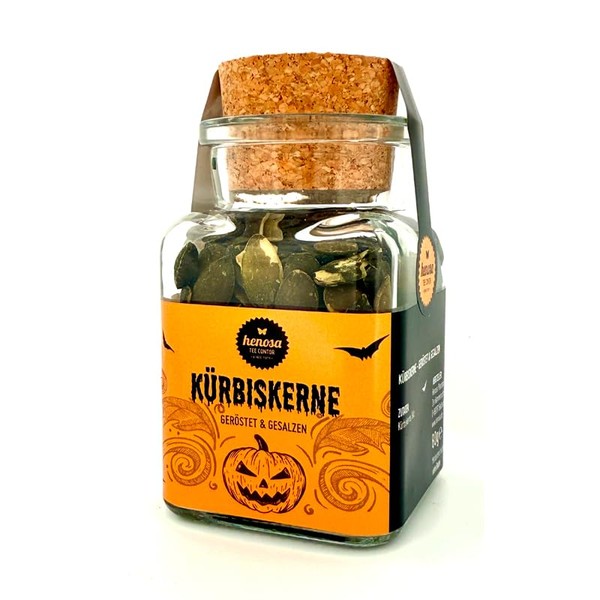 Halloween Pumpkin Seeds in Cork Jar