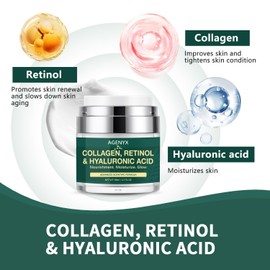 Face moisturizer for face anti-aging, retinol cream with collagen & hyaluronic acid, wrinkle improvement, neck strengthening, moisturizing skin care for women and men.day night / 얼굴 안티에이징을 위한 페이스 모이스처라이저 레티놀 크림 함유 콜라겐 & 히알루론산 주름 개선 목 강화 여성 및 남성을 보습 피부 관리. 주간 밤