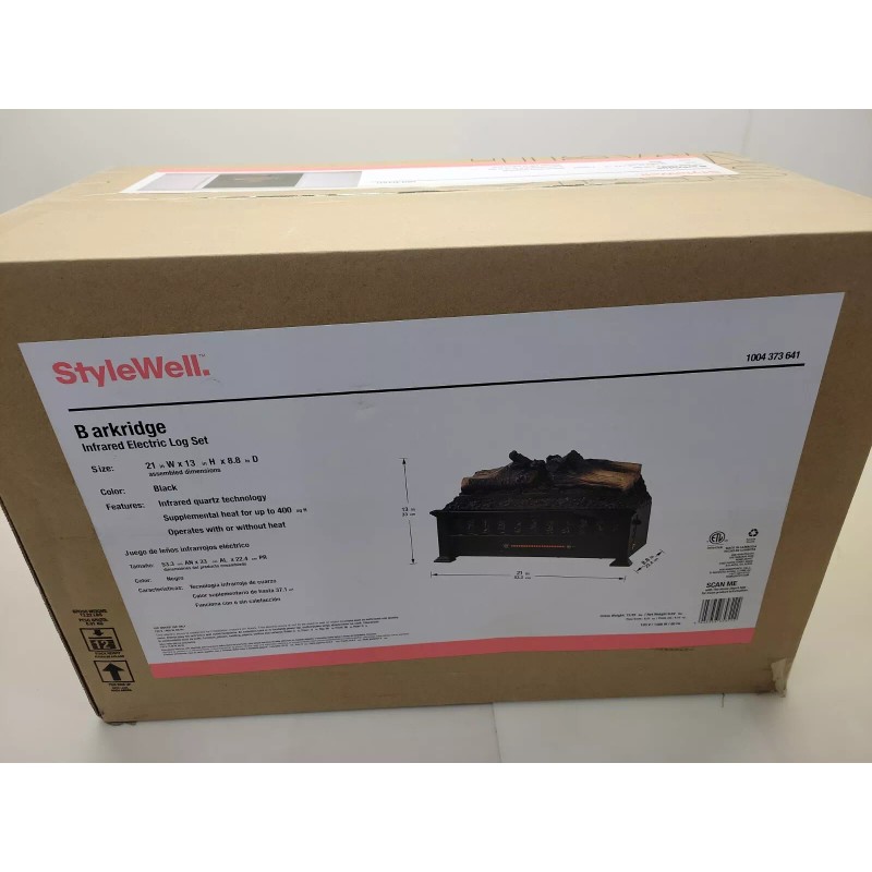 Stylewell Barkridge 21 In. Infrared Electric Log Set Heater. BRAND