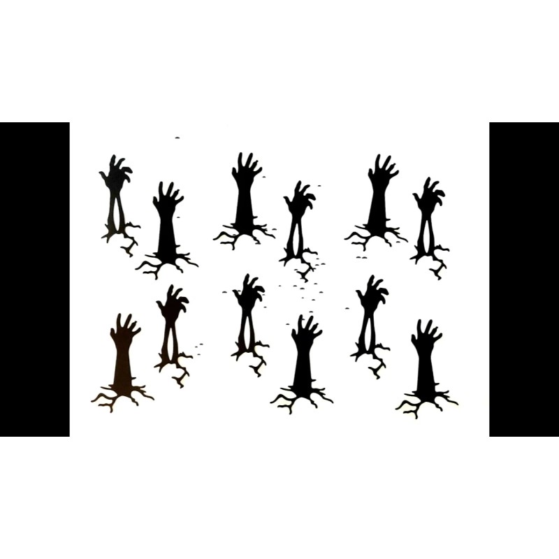 Silhouette 12 ZOMBIE HANDS BREAKING THROUGH THE GROUND, CREEPY SILHOUETTE