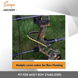 SUNYA Archery Bow Wrist Sling, 550 Paracord Strap Comfortable on Hand.100% Full Grain Leather Yoke, Multiple Camo Colors.Fit Compound Bow Stabilizer & Recurve. (Digital Camo Yellow Stripe)