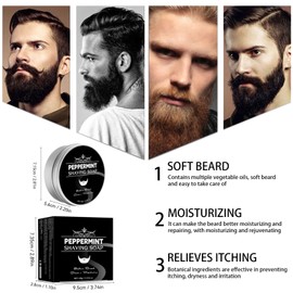 Solid Shaving Soap,Mint Shaving Soap for Men,Smoothest Wet Men's Shaving Soap with Shaving Brush,Deep Cleaning,Gift For Men