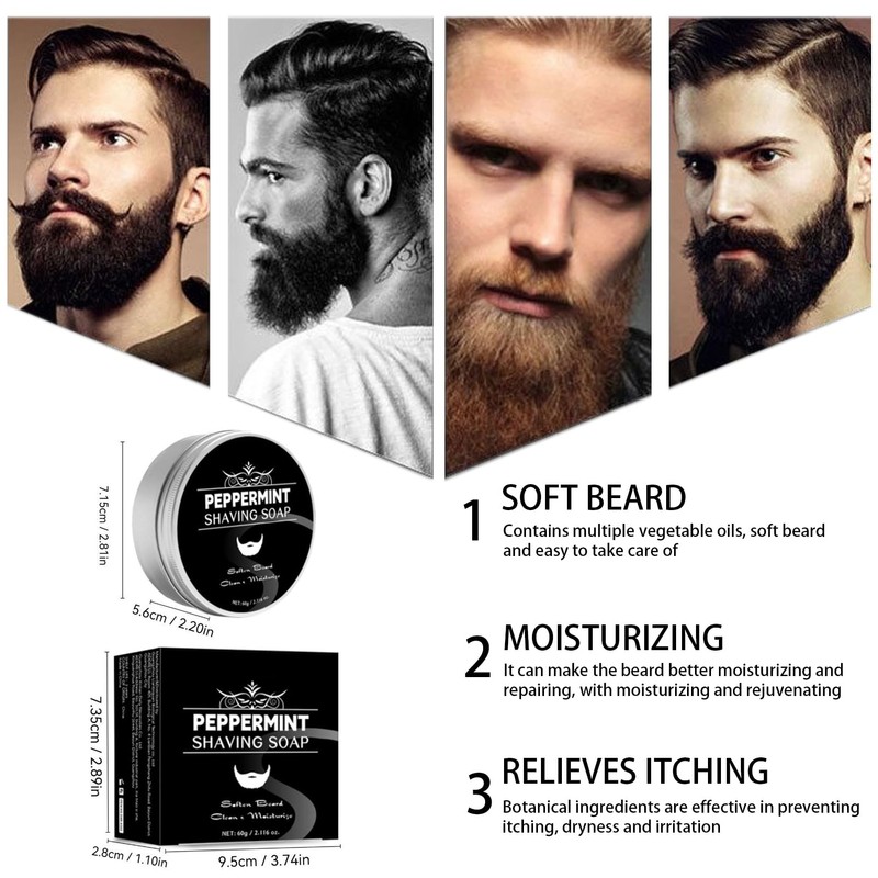 Solid Shaving Soap,Mint Shaving Soap for Men,Smoothest Wet Men's Shaving