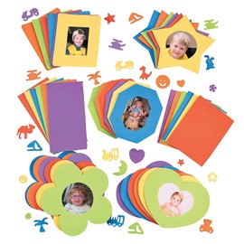 Bulk DIY Foam Picture Frames (30 Frames in Variety of Shapes and 450 Decorating Stickers) Crafts for Kids and Fun Home Activities