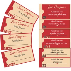 Gersoniel 30 Pieces Valentines Day Love Coupons for Him or Her, Romantic Love Voucher Funny Coupon Romantic Present for Husband Wife Boyfriend Girlfriend Birthday Wedding Party