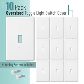 Bates- Light Switch Plates, 10 Pack, Oversize 5.5" x 3.5", White Light Switch Cover Plate, Light Covers for Light Switch Plate, Light Plates Switch Covers, Wall Switch Plate Cover Toggle Switch Cover