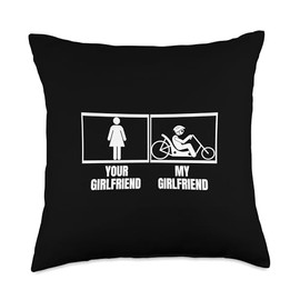 Your Girlfriend My Girlfriend Funny Recumbent Bicycle Throw Pillow