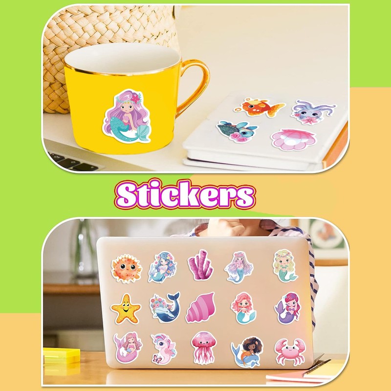 50Pcs Mermaid Sticker, Cute Marine Organism Stickers(Mermaid)