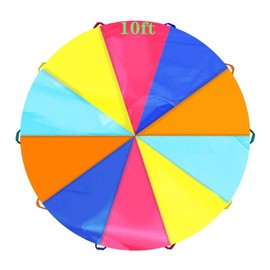 SPINFOX 10ft Multicolored Play Parachute with Handles for Kids - Indoor/Outdoor Games & Exercise Toy