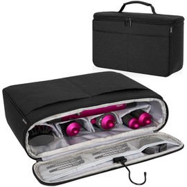 WELIDAY Travel Storage Bag Compatible with Dyson Airwrap Styler, Portable Travel Organizer with Hanging Hook, for Hair Curler and Attachment(Black)