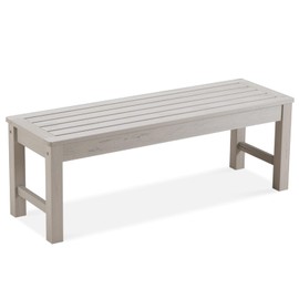 Psilvam Outdoor Bench, Two Person Poly Lumber Porch Bench, Weatherproof Garden Bench That Never Rot and Fade, All-Weather Patio Bench Suit for Garden, Porch, and Park (Grey)