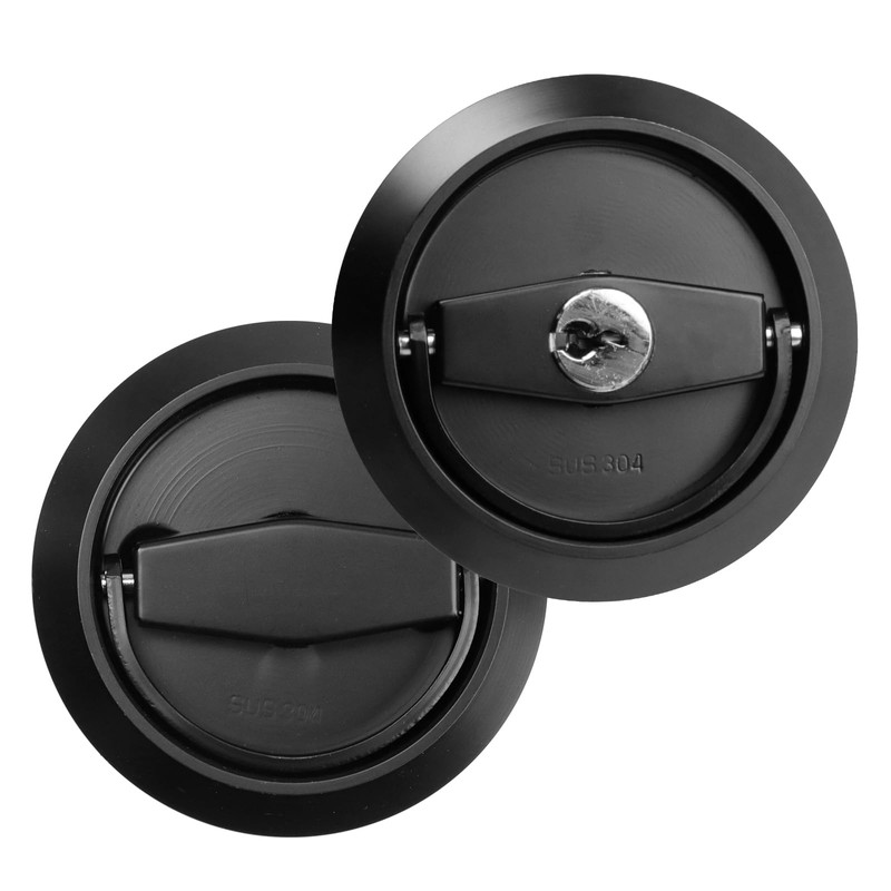 Antrader 1Pcs Privacy Sliding Door Lock, Black Round Recessed Pocket