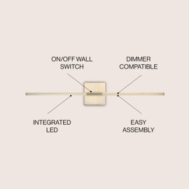 JONATHAN Y JYL7022B Makena 28" Dimmable Integrated LED Metal Wall Sconce, Minimalistic,Modern,Contemporary 3000K LED Bulbs for Bedroom, Living Room, Bathroom Hallway, Gold