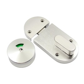 PINGPINGXIE Vacant Occupied Bathroom Lock ，Zinc Alloy Indicator Latch for Bathroom Door Bolt - Public Toilet Round Lock withThe Vacant (Green) / Engaged (red) Indicator（Silver ）