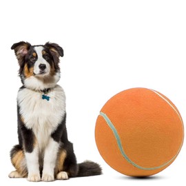 ZHUOKECE 9.5" Oversize Giant Tennis Ball Dog Tennis Ball Large Pet Chew Toy Dog Ball Gift with Needle (Orange)