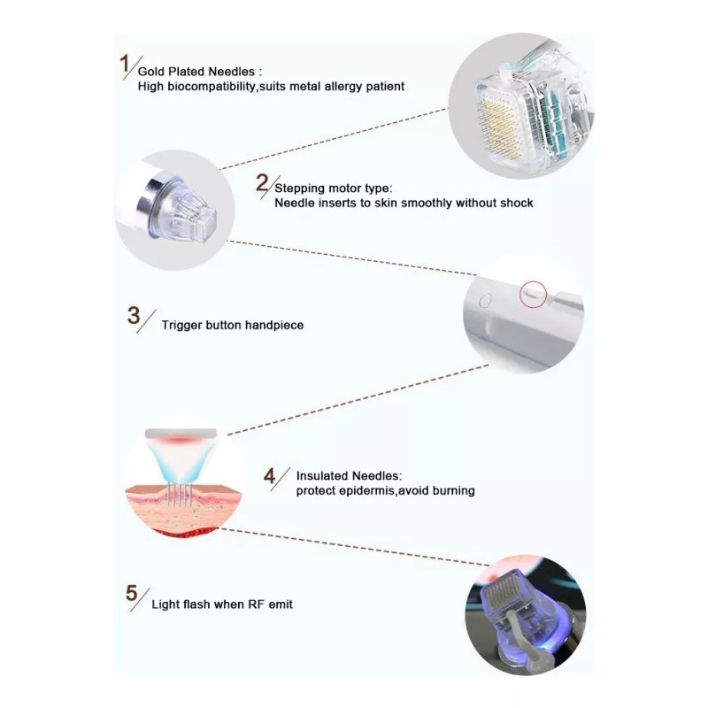 Aqua Aesthetics Radiofrecuencia Fraccionada 3 Cartuchos 10 25 64 Pin