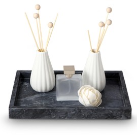 GHQYP 12" x 8" Natural Marble Decorative Tray, Elegant Vanity Tray, Serving Platter, Home Decor