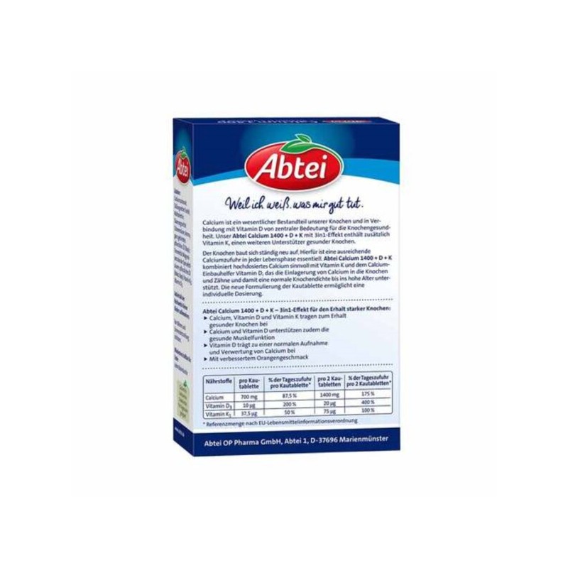 압타이 Abtei 칼슘1400+비타민D3+비타민K 츄어블 30정 Abtei Calcium 1400 + Vitamin