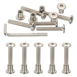 PATIKIL M6x35mm Hex Drive Socket Cap Bolt, 10 Set Chicago Screw Binding Post Screw Carbon Steel Dowel Nut with Hex Wrench for Furniture Chair Table Cabinets, Silver