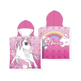 damaloo Unicorn Children's Bath Poncho 55 x 110 cm Large Cotton Bathrobe for Girls and Boys - Unicorn Poncho with Motif - Hooded Towel for Children 55 x 110 cm