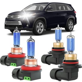XFLHEHD Highlander Halogen Headlight Bulbs Fits For 2011-2019 Toyota Highlander Halogen High Low Beam Combo, Ultra Bright 5000K White Bulbs, 12V-100W, Pack of 4