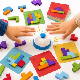 WoLraYuan Educational Toy, Brain Training Building Blocks Puzzle, Bell Game, Speed Competition, Concentration, Spatial Awareness, Indoor Play, Montessori Compatible, Dementia Prevention, Elementary