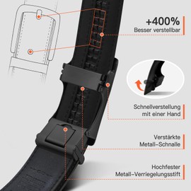 TANGCHAO Men's Belt, Leather Belt Ratchet Automatic Buckle for Men Business Suit Jeans, 35 mm Belt, Adjustable Size