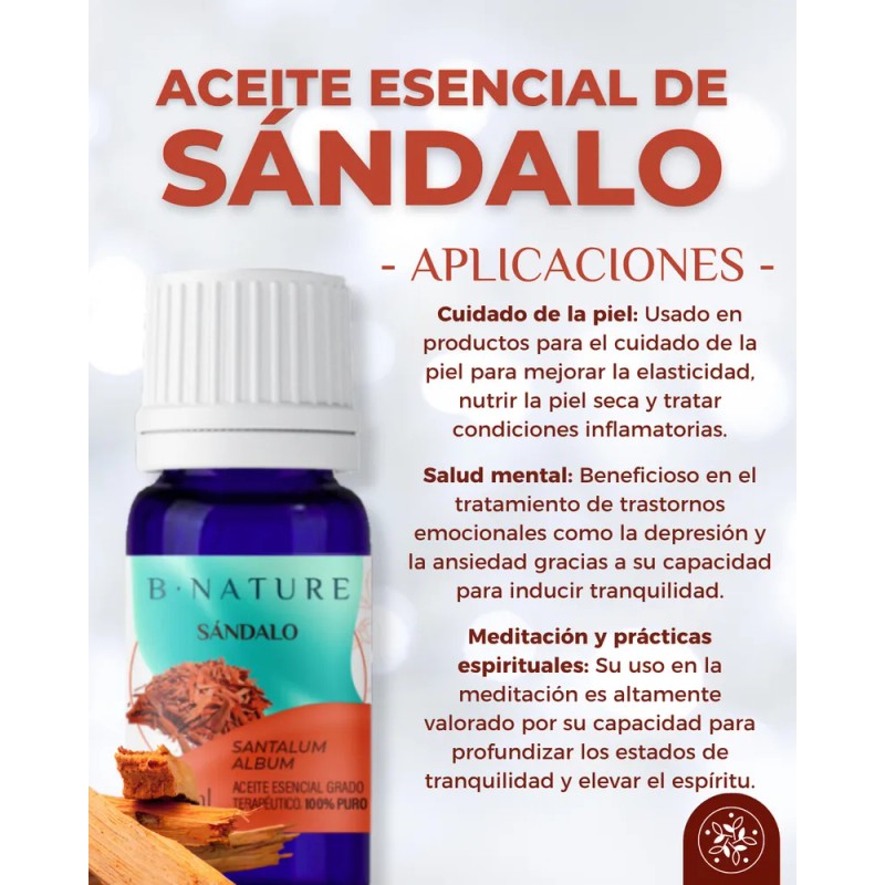 Aceite Esencial De Sandalo 30 Ml, 100% Puro Y Natural