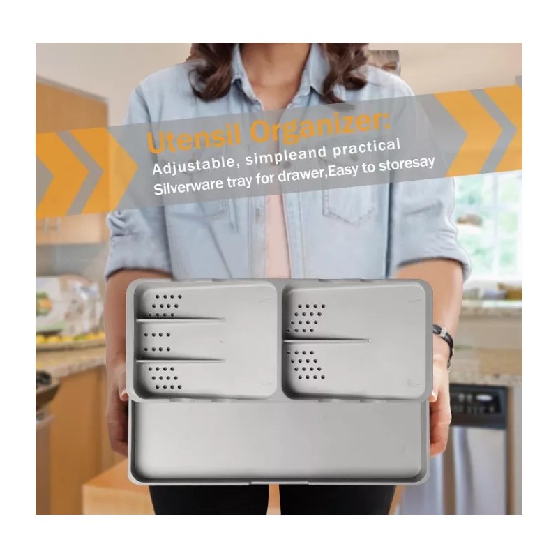 24x7 Organizador De Cubiertos Para Cajón 7 Compartimentos Cocina