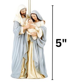 Holy Family Christmas Tree Ornament, Hanging Nativity Decoration, Religious Holiday Decor, 5 Inches
