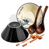BICETTO Japanese Ramen Bowl Set with Great Wave Design -