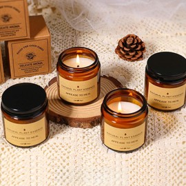 Velas Aromaticas 4 Latas，vel aromaterapi，Cera de Soja 100% Pura，regalos para mujer，Adecuado para Yoga, Meditación, Navidad, Cumpleaños, San Valentín, Regalos de Aniversario