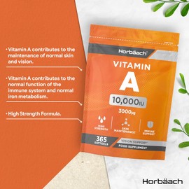 Vitamin A 10,000 IU – 1-Year Supply – High-Dose Retinol for Eyes, Skin, Cells & Immune Support – Horbaach