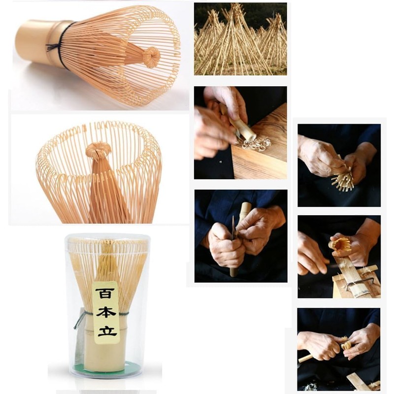 Handcrafted Golden Bamboo Matcha Whisk, 100 Prongs Traditional Japanese Chasen
