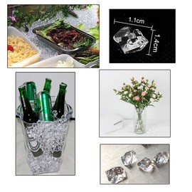 kuou 150Pcs Clear Fake Crushed Ice Rocks, Fake Crystal Rock Ice Sparkly Rocks Fake Diamonds Plastic Ice Cubes Gems for Vase Fillers Table Decoration Wedding Display DIY Arts Crafts
