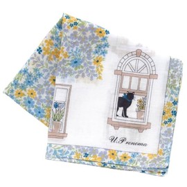 U.P renoma 001009-0001-02 Gauze Handkerchief, Apartment in Paris (Blue) Women's Handkerchief, Approx. 22.8 inches (58 cm), blue