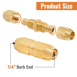 SUNGATOR Air Hose Splicer, 1/4 Inch Barb x 1/4 Inch Barb Brass Pneumatic Replacement Fitting, 1/4'' Air Hose Repair Fitting Kit, Reusable Barbed Air Hose Splicer for PU, PVC with Sealing Tape(12 Pack)