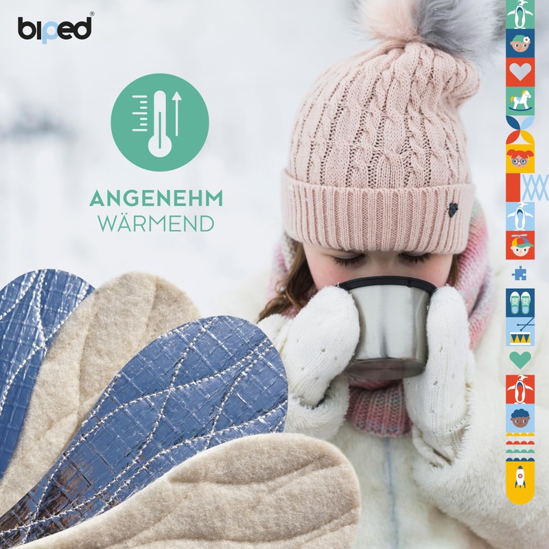 Biped Z2692 2 Pairs of Children's Insoles with Real Lambswool