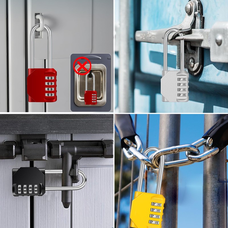 ZHEGE Combination Padlock Long Shackle, 4.53" Overall Height, 2.62" Shackle