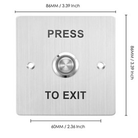 Push to Exit Button，Stainless Steel Door Bell Type Round Request to Exit Button Standard Size for Door Access Control With LED Light NC COM and NO Output (Push to Exit Button_01)