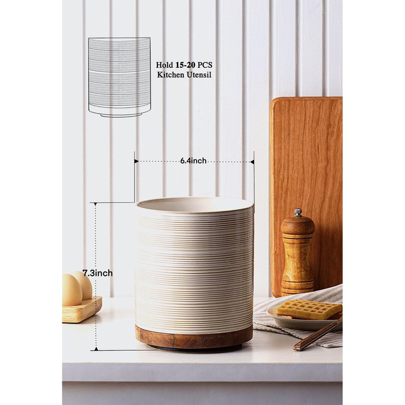 MIKIGEY Utensil Holder, 360° Large Ceramic Kitchen Utensil Holder for
