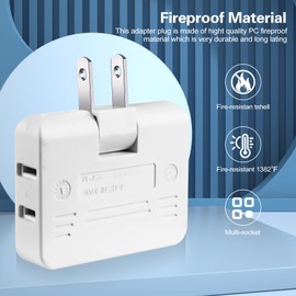 TENINYU 3 Way Flat Wall Plug Outlet Adapter - 2-Prong Swivel Mini Indoor Wall Tap Plug,Portable Outlet Splitter,Rotating Mini Extension Plug Adapters,White (5 Pack)