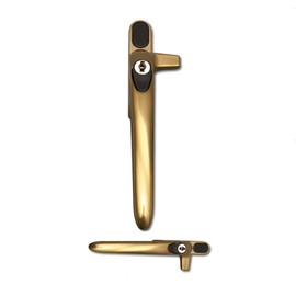 Brass Left Handed Cockspur Virage Window Handle with 9mm backset by Securistyle CB09BSL