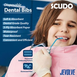 100PCs Dental Bib Sheet for Patients 13" x 18" by JEVOLVE | Dental Grade Scudo 7.2g Soft & Waterproof 3Ply Dental Bibs | Dentist Tray Pink Cover and Nail Table Cover Supplies