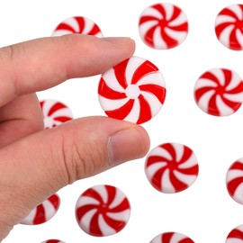 Lezevn 100 Pieces Christmas Candies Red Lollipop Ornament Christmas Swirl Candy Xmas Tree Candy Hanging Decoration