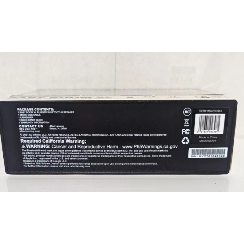ALTEC LANSING Baby Boom XL Portable Bluetooth Speaker Black Brand