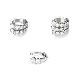 3PCS Slimio Auricular Rowline Ear Cuff for Women - Crystal Non-Pierced Huggie Ear Cuff