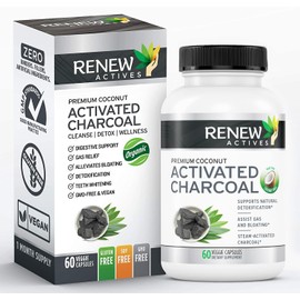 Extra Strength Activated Charcoal Pills Capsules Made from Natural Organic Coconut :: 60 ct. for Digestive Support and Teeth Whitening : Made in The USA with No Artificial Ingredients