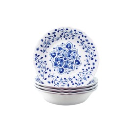 Le Cadeaux Melamine 7.5 Inch Cereal Bowl Set of 4, Moroccan Blue